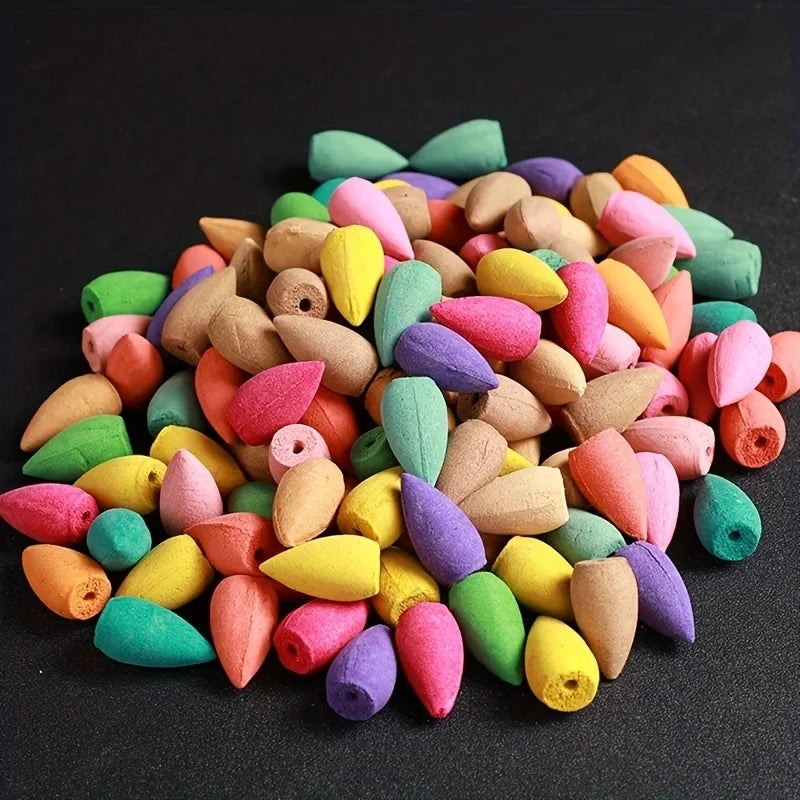 (100pcs) Backflow Incense Cones Mixed Flavor Natural Incense Floral Lavender Sandalwood Aloes