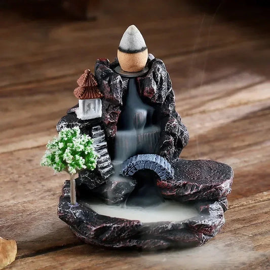 Incense Burner Mountains River Waterfall Decoration for Home