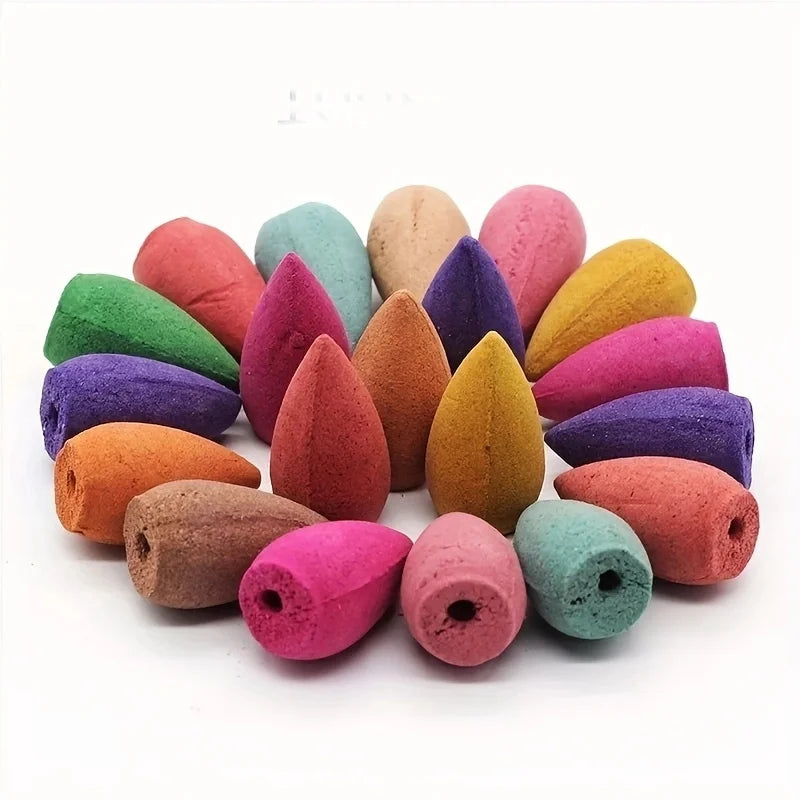 (100pcs) Backflow Incense Cones Mixed Flavor Natural Incense Floral Lavender Sandalwood Aloes