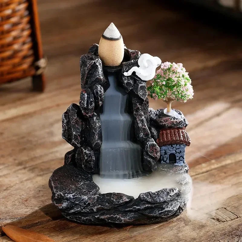 Incense Burner Mountains River Waterfall Decoration for Home