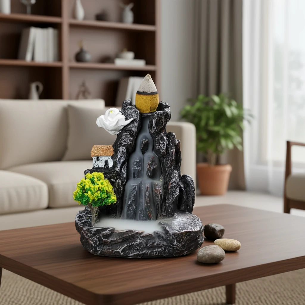 Incense Burner Mountains River Waterfall Decoration for Home